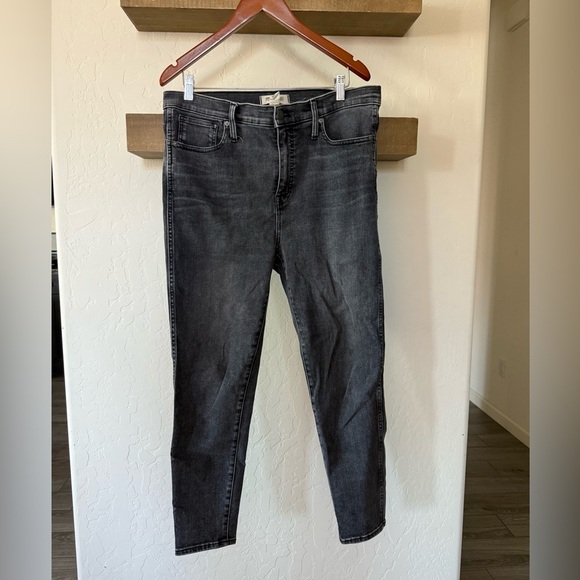 Madewell|Classic off Black/gray Women's Jeans,10” high rise skinny crop,size 32• - Picture 3 of 16